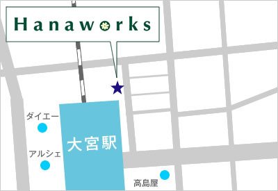 ハナワークス大宮店の地図